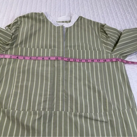 Tuckernuck Pomander Place Rohan Shirt Dress Green Striped Long Sleeves Pockets - Picture 6 of 16